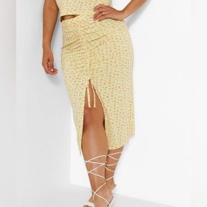 Floral Drawstring Midi Skirt